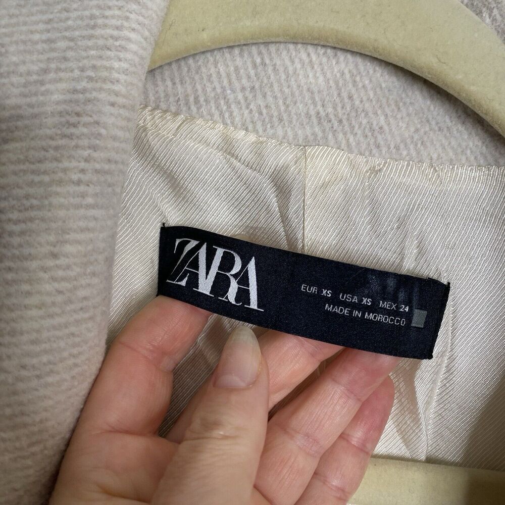 ZARA DOUBLE BREASTED BLAZER SAND Size XS - Picture 2 of 5